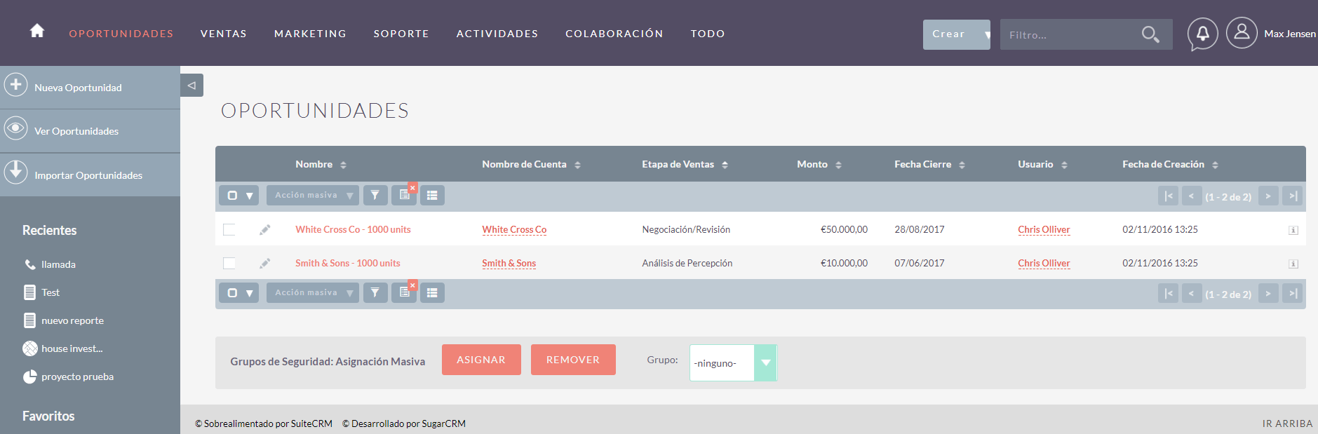 modulo de oportunidades de venta crm